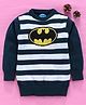 Mom's Love Full Sleeves Striped Pullover Sweater Batman Design - Navy Blue