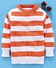 Mom's Love Full Sleeves Striped Pullover Sweater - Orange