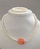 Tiny Closet Tie Dye Stone Pearl Necklace & Bracelet Set - Orange & Cream