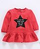 Doreme Full Sleeves Frock Star Print - Red