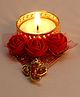 Passion Petals Decorative T-Light With Ganeshji And Red Flowers