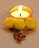 Passion Petals Decorative T-Light With Ganeshji And Yellow Flowers