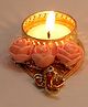 Passion Petals Decorative T-Light With Ganeshji And Pink Flowers