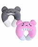 Brandonn U Shaped Pillow Animal Design Pack of 2 - Pink Grey