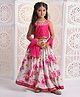 Twisha Sleeveless Choli With Flower Print Lehenga & Dupatta - Pink