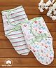 Babyhug 100% Cotton Swaddle Wrapper Printed Set of 2 - White & Green