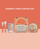 Polka Tots Eco-Friendly 5-Piece Bamboo Fiber Feeding Set For Babies, Toddlers, & Kids Includes Plate, Bowl, Glass, Spoon, Fork  Giraffe Design | Kids Tableware & Crockery Set