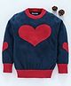 Mom's Love Full Sleeves Pullover Sweater Heart Print - Blue Red