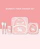 Polka Tots Eco-Friendly 5-Piece Bamboo Fiber Feeding Set For Babies, Toddlers, & Kids Includes Plate, Bowl, Glass, Spoon, Fork  Unicorn Design | Kids Tableware & Crockery Set