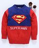 Mom's Love Full Sleeves Pullover Sweater Superman Design - Blue Red