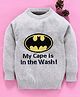 Mom's Love Full Sleeves Pullover Sweater Batman Design - Light Grey