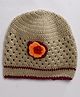 MayRa Knits Flower Design Knitted Cap - Brown