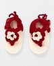 MayRa Knits Flower Decor Booties - Red