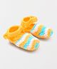 MayRa Knits Striped Pattern Booties - Yellow