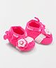 MayRa Knits Floral Decor Booties - Pink