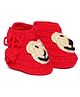 MayRa Knits Teddy Patch Booties - Red