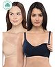 Inner Sense Solid Organic Antimicrobial Feeding Bra Pack of 2 - Beige & Blue
