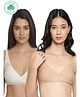 Inner Sense Solid Organic Antimicrobial Sleeping Or Feeding Bra Pack of 2 - Beige & White