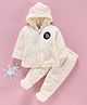 MFM Full Sleeves Winter Wear Hooded Jacket & Bootie Leggings - Cream