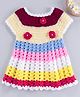 USHA ENTERPRISES Flower Crochet Short Sleeves Frock - Cream