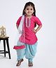 Saka Designs 3/4th Sleeves Dhoti & Kurta With Dupatta Embellished Design -  Pink Blue