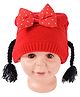 Yellow Bee Cap With Bow And Hair Braids - Red