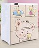 Babyhug 3 Layers High Density Plastic Storage Cabinet Teddy Print With Wheels - White