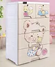 Babyhug 4 Layers High Density Plastic Storage Cabinet Teddy Print With Wheels - White