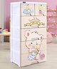Babyhug 5 Layers High Density Plastic Storage Cabinet Teddy Print With Wheels - White