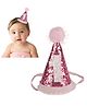 Babymoon Sparkle Princess 1st Birthday Hat with Blush Flowers - Pink