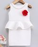 The KidShop Flower Design Sleeveless Peplum Dress With Attached Beaded Necklace - White