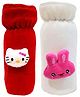 Brandonn Velvet Shearing Soft Bottle Cover With Motif White Red Pack of 2 - Fits upto 250 ml each