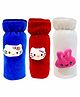 Brandonn Velvet Shearing Soft Bottle Cover With Motif White Blue Red Pack of 3 - Fits up to 250 ml