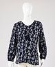 Kriti Full Sleeves Maternity Nursing Top Floral Print - Navy Blue