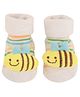 Yellow Bee Striped Bee Applique Anti Skid Socks - Off White