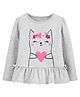 Carter's Heart Cat Peplum Jersey Top - Grey