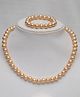 Tiny Closet Striped Bead Detailed Necklace With Bracelet - Orange