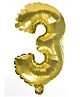 Party Anthem Number 3 Foil Balloon Gold - Height 40 cm