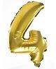 Party Anthem Number 4 Foil Balloon Gold - Height 40 cm