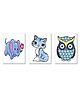 Wens Animals Nursery Set Of 3 Sparkle Laminated Kids Wall Panels - Multicolor