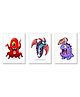 Wens Cartoon Monsters Set of 3 Sparkle Laminated Kids Wall Panels - Multicolor