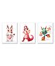 Wens Cartoon Theme Set of 3 Sparkle Laminated Kids Wall Panels - Multicolor