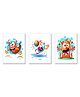 Wens Cartoon Monsters Set Of 3 Sparkle Laminated Kids Wall Panels - Multicolor