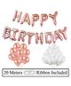 Amfin Happy Birthday Banner With Foil Balloon Decoration Combo Set White & Rose Gold - Pack of 53