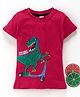 Kookie Kids Half Sleeves T-Shirt Dinosaur Patch - Red