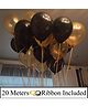 Amfin Metallic Latex Balloons & Ribbon Set Black Golden - Pack of 52