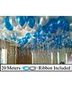 Amfin Metallic Balloons With Ribbons Blue & Silver - Pack of 52 