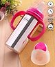 Babyhug Stainless Steel Feeding Bottle with Twin Handles, Pink  250ml| Anti-Colic Nipple | BPA-Free | Rust Free | Food Grade |