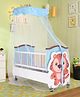 Babyhug Tiger Cub Wooden Cradle with Wheels & Big Storage Drawers For Toys - Blue White