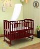 Babyhug Montana Wooden Cot Cum Rocker with Mosquito Net - Cherry Red| Wheels with Lock| Storage Space| Adjustable Height| Openable Side Rail| Foldable Headboard| Attach to Parent Bed| Convert to Study Table